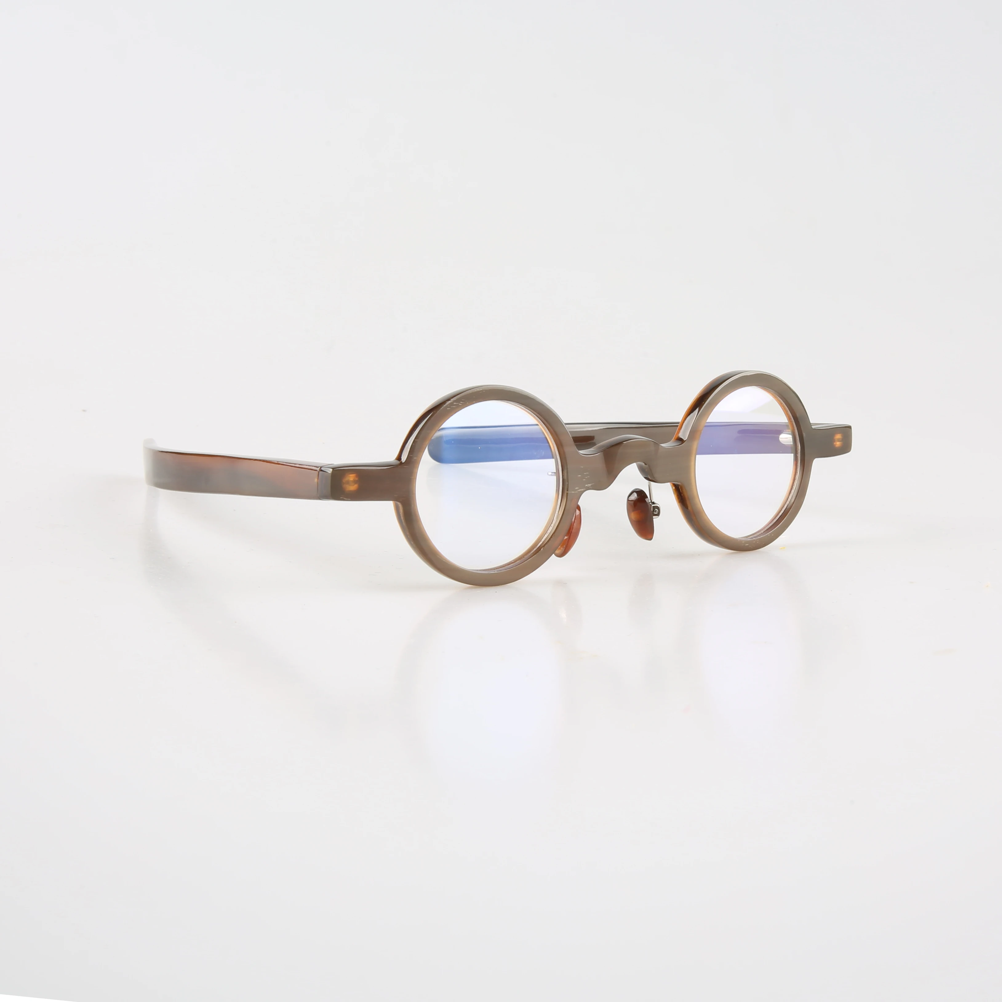 

Man Glasses Frames Unique Small Round Vintage Graduated Lenses Handmade Horn Prescription Eyeglass Frames Myopia Eyeglasses