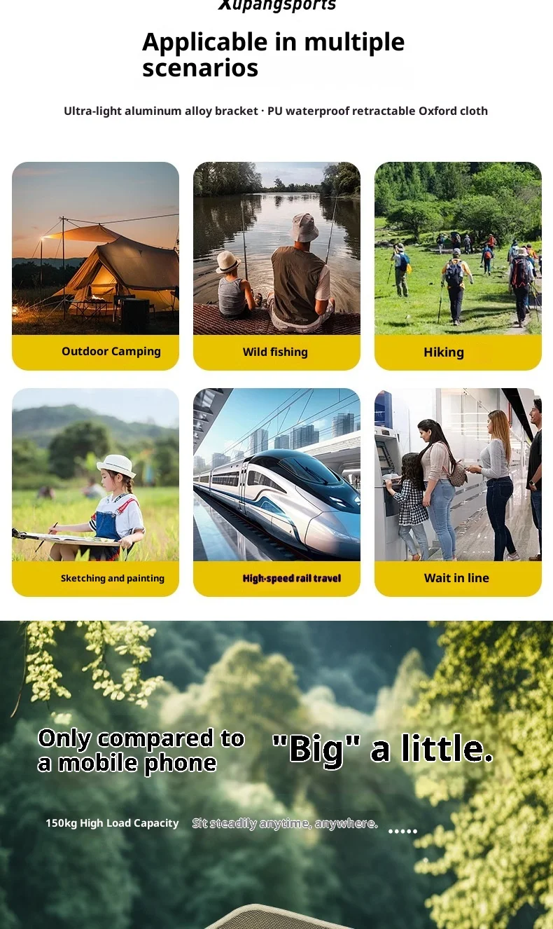 حقيبة ظهر محمولة قابلة للطي للتخييم والصيد وحقيبة يد للترفيه وقابلة للطي للأنشطة الخارجية