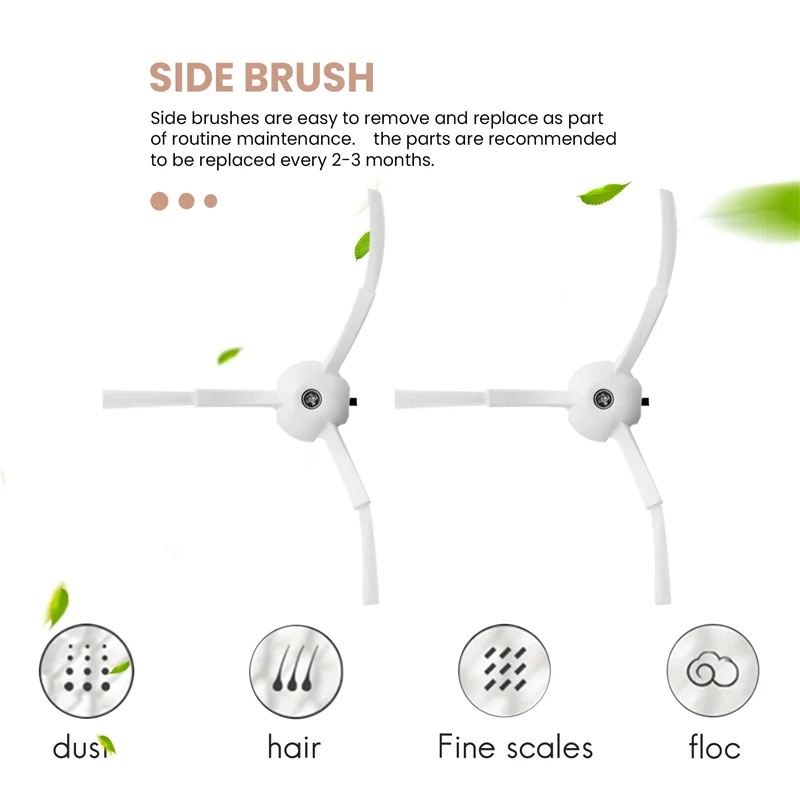 ABRG-6Pcs فرشاة جانبية لاستبدال Xiaomi Roborock S6 S6 Pure S5 S5 Max S4 E4 E20 E25 E35 C10 S50 S51 روبوت فراغ أجزاء