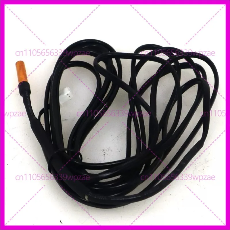 Sensor de Temperatura NTC de Cobre GW4100-L3300(0186) 10K, Cable Negro de 3300mm, Sonda con Conector Blanco de 2 Pines para Bomba de Calor de Fuente de Aire Midea
