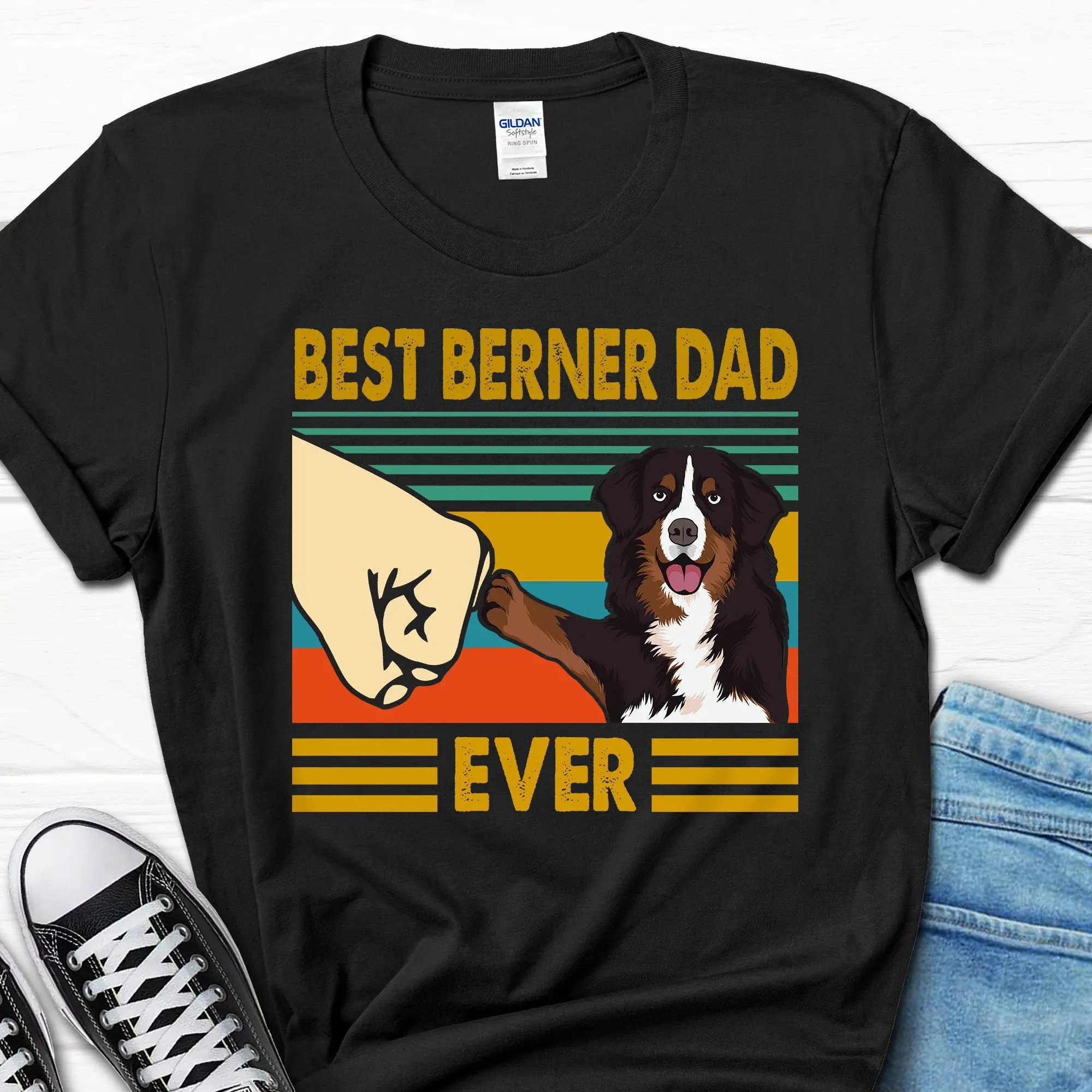 Лучшая футболка Berner Dad Ever с изображением Бернской горной собаки для мужчин на День отца