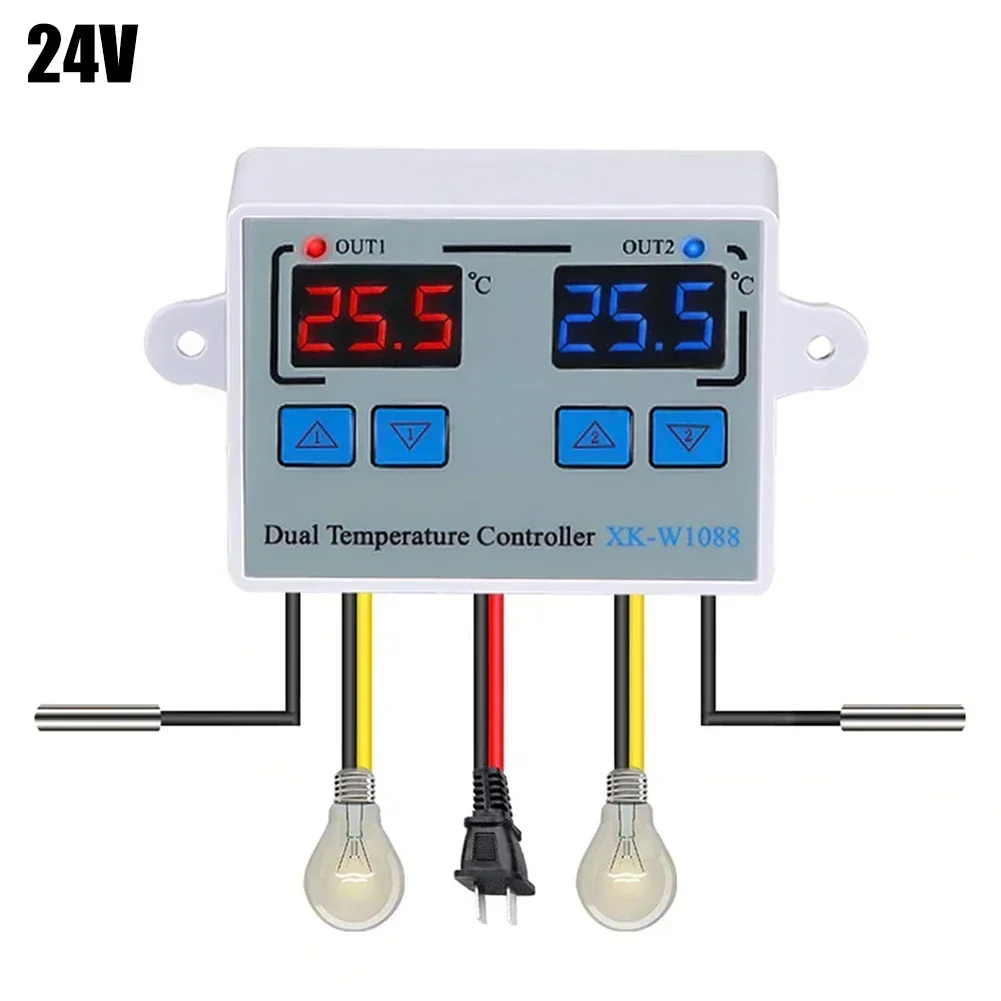 Practical Thermostat Digital Refresh Rate 0.5S -50~110°C 75mm(L)*55mm(W) Display Digital Double Control Temperature