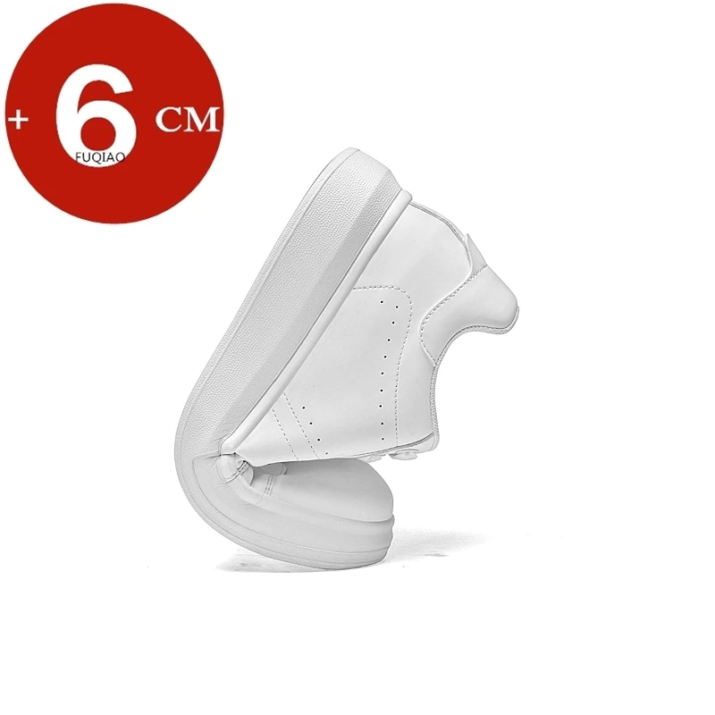 Unisex Plus Size Couple Elevator Shoes 6cm Inner Height Increasing Thick Sole Comfortable Sports Men Women Casual Leather Shoes