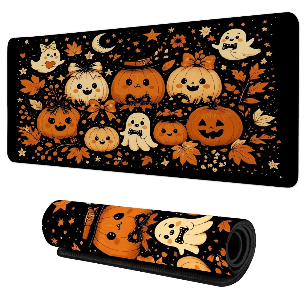 Halloween pumpkins and ghostly mouse pads with cute cartoon designs, featuring a festive seasonal theme pc accessories