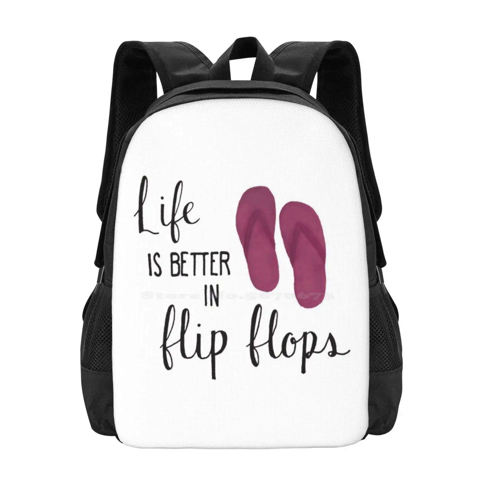 

Life Is Better In Flip Flops Backpacks For School Teenagers Girls Travel Bags Raspberry Flip Flops Life Is Better In Flip Flops