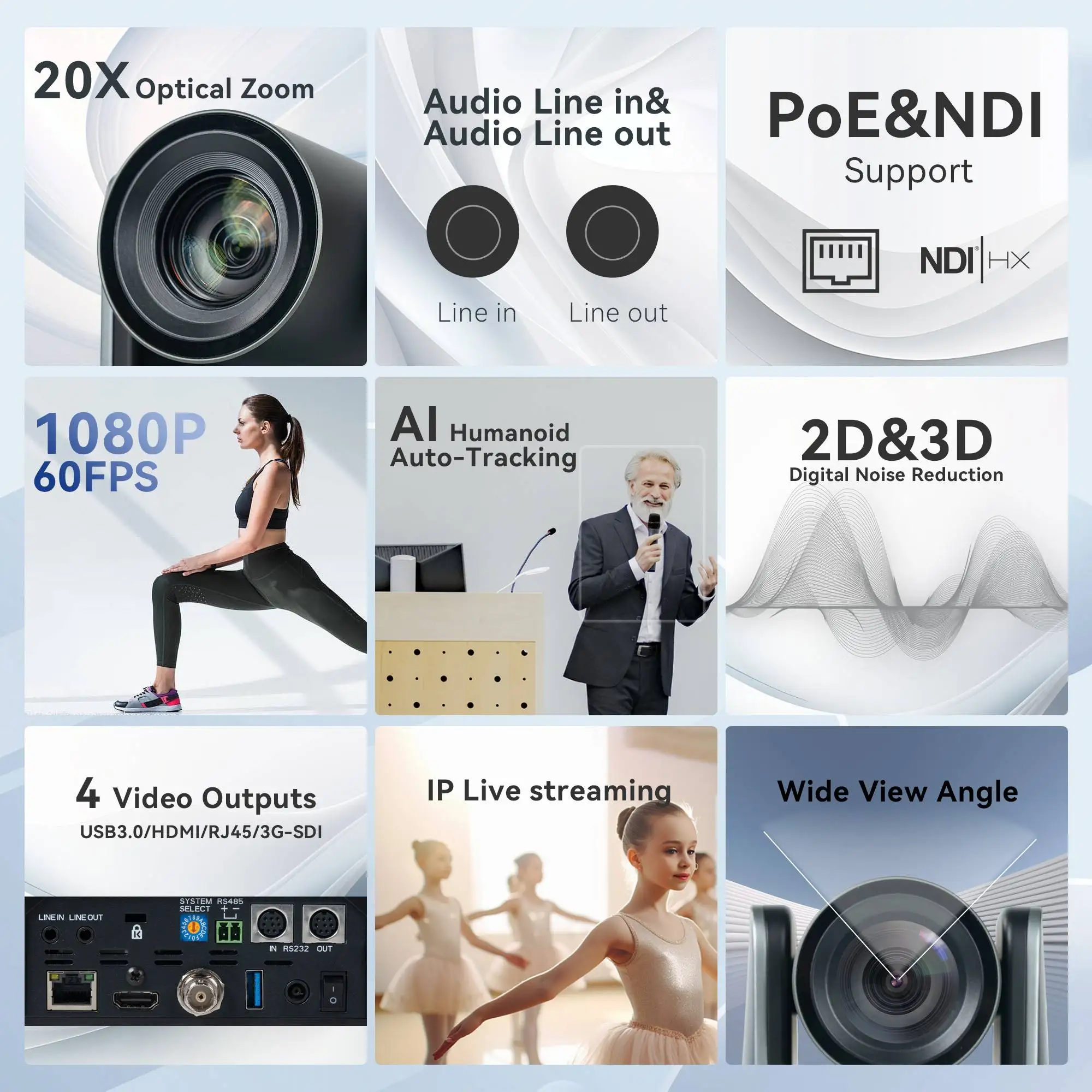 2025 Tenveo Venda Quente Câmera UV MAX PTZ USB/HDMI/SDI POE Câmera de Conferência de Rastreamento Automático 20X ZOOM PTZ Câmera de Videoconferência