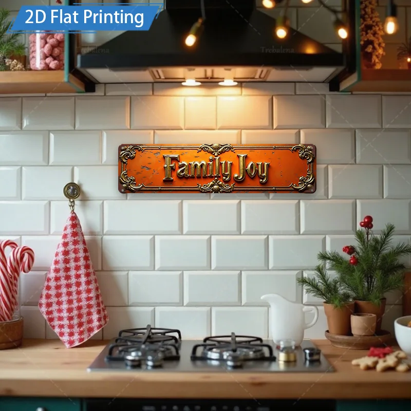 [2D FLAT] علامة معدنية مكونة من قطعة واحدة، علامة معدنية عتيقة مقاس 8 × 12 بوصة لديكور المنزل في عيد الميلاد