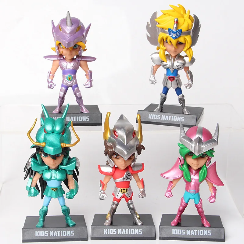 5Pcs/Set Saint Seiya Cartoon Shiryu Anime Action Figures Collection Model Doll Toys Decoration Kids Christmas Birthday Gifts