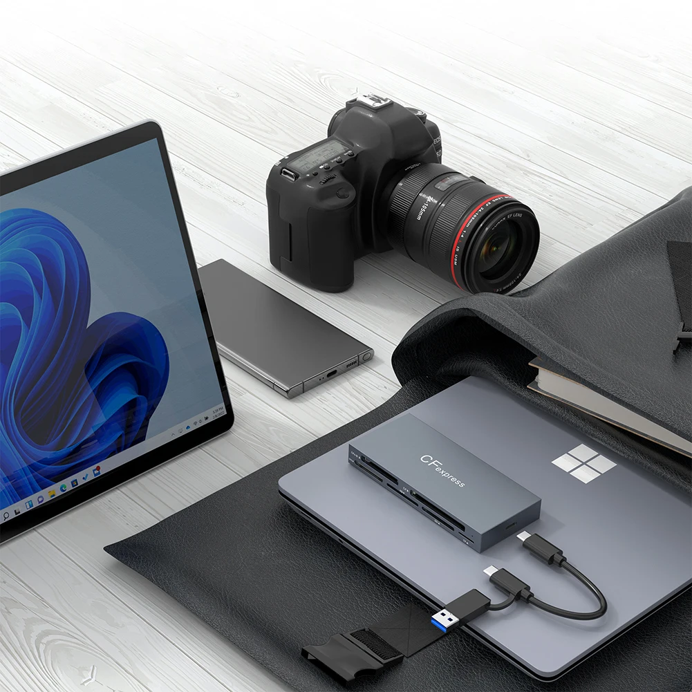 

6 in 1 CFexpress Type B/CF/XD/MS/SD/TF All In One Card Reader 10Gbps Card Hub Adapter with Cable for Windows XP OS