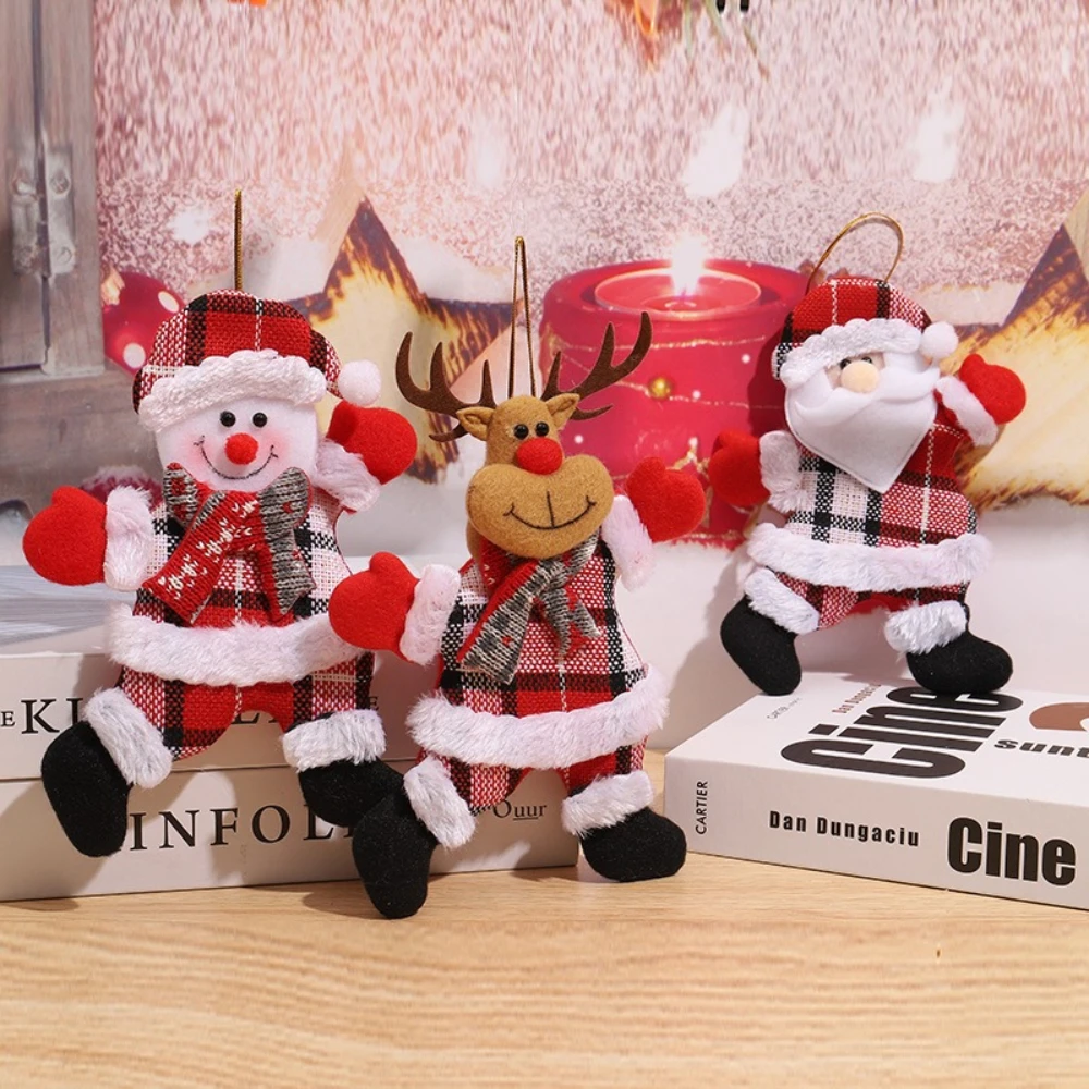 

2pcs New Christmas Pendant Christmas Figurine Dancing Old Man Reindeer Snowman Small Hanging Pendant Xmas Gift Decoration