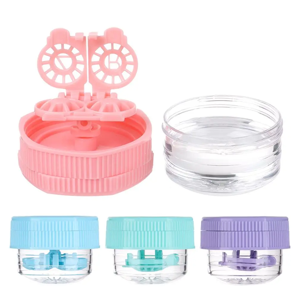 Travel Manually Portable Glasses Lenses Container Glasses Lenses Box Glasses Storage Holder Contact Lens Cleaner Case