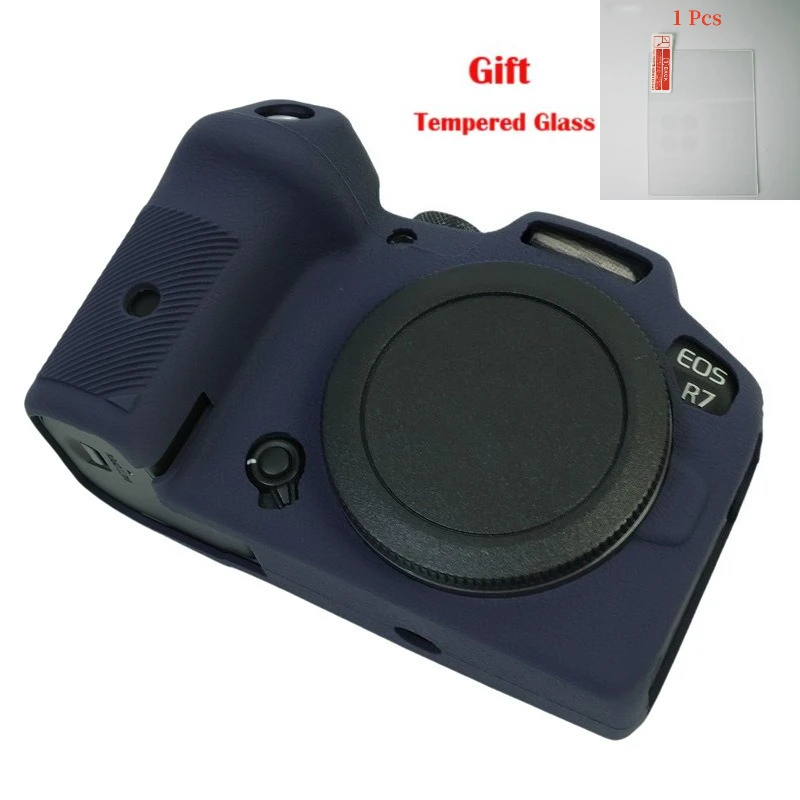 強化ガラス液晶保護フィルム + キヤノン EOS R7用、マイクロ一眼カメラバッグシリコンケース R7ケース ソフトラバーケース
