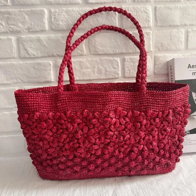 French Retro Versatile Elegant Handbag Hawaiian Style Woven Shoulder Bag Large Capacity, Lightweight Commuter Bag Casual Shopper
