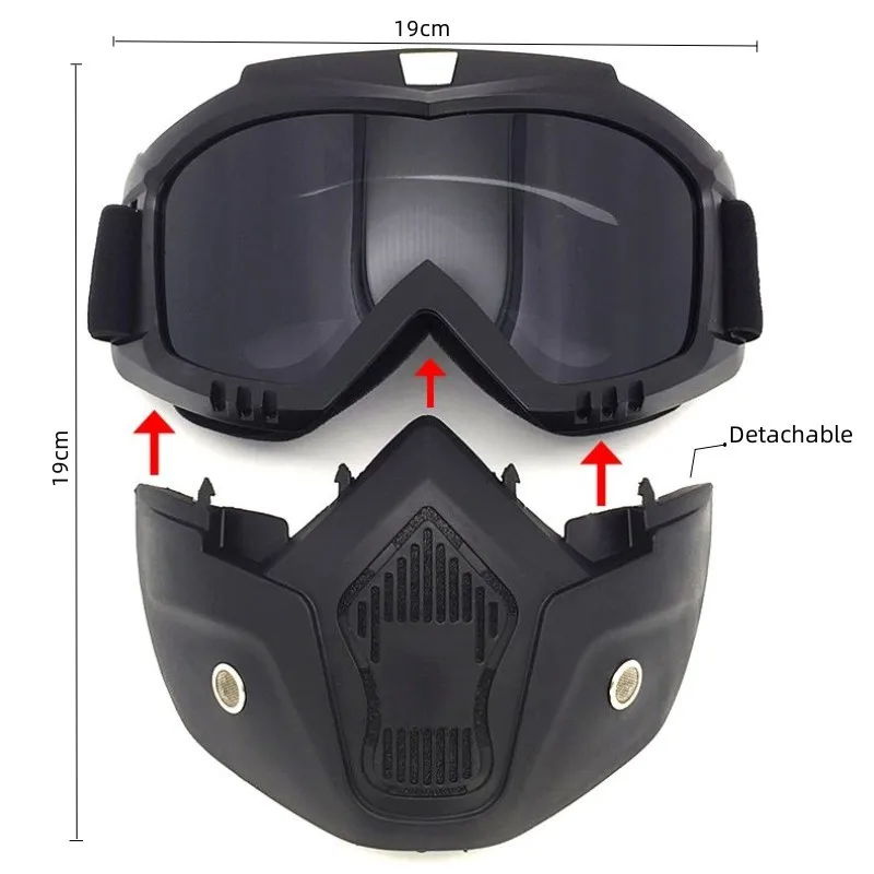 zlangsports Goggles Mask Anti-UV Detachable  Ski Mask Motorcycle HD Motocross Glasses Retro Riding Masks