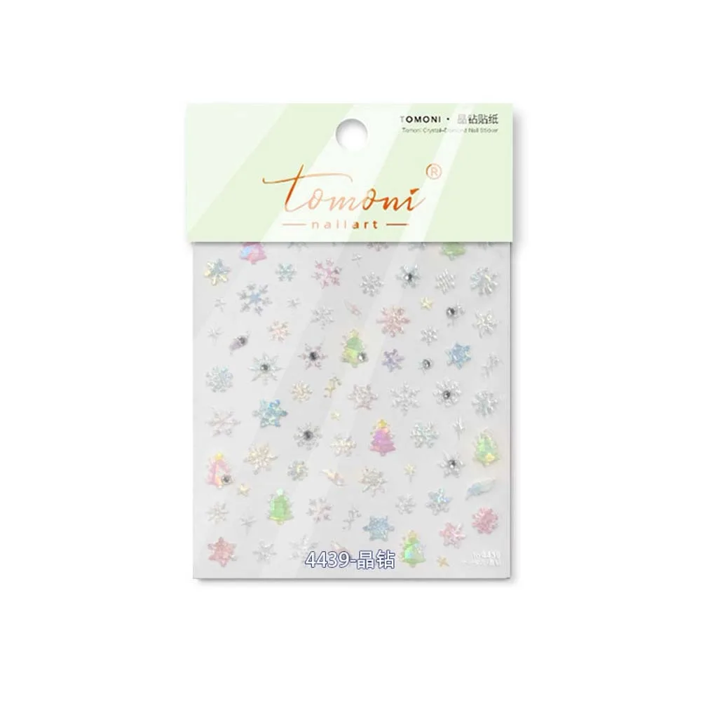 

Nail Accessories Christmas Diamond Nail Stickers 5D Diamond Pearl New Year Christmas Nail Decals Santa Claus Snowflake