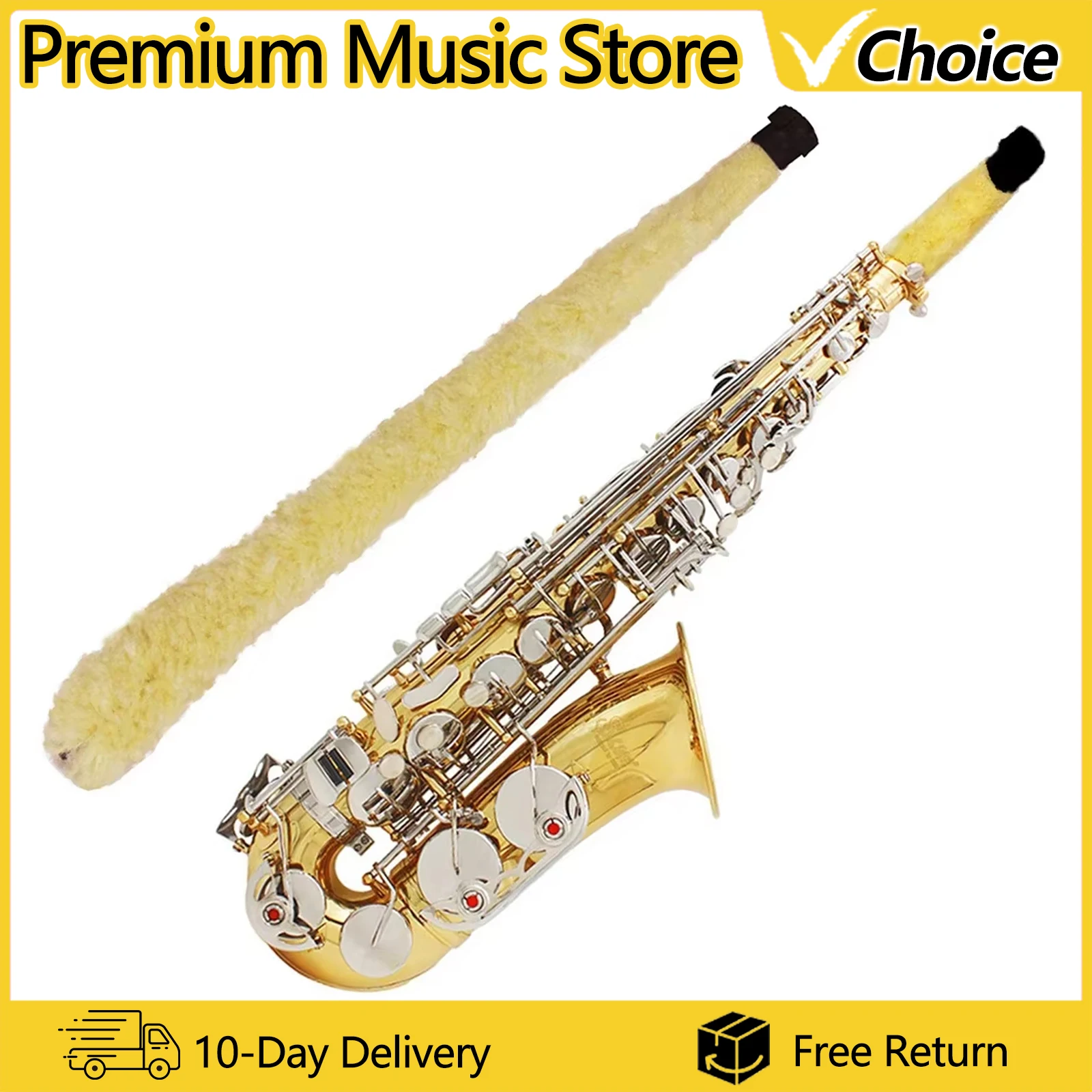 Escova de limpeza macia e durável, limpador interno, protetor de almofada para saxofone alto tenor soprano, acessórios para instrumentos de sopro, peças sax