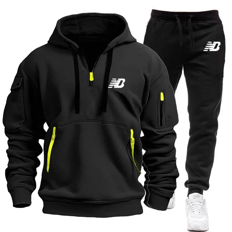 Autumn and winter printed pullover hoodie + sweatpants suit men\'s clothing Fitness fashion casual jogging wear two-piece set