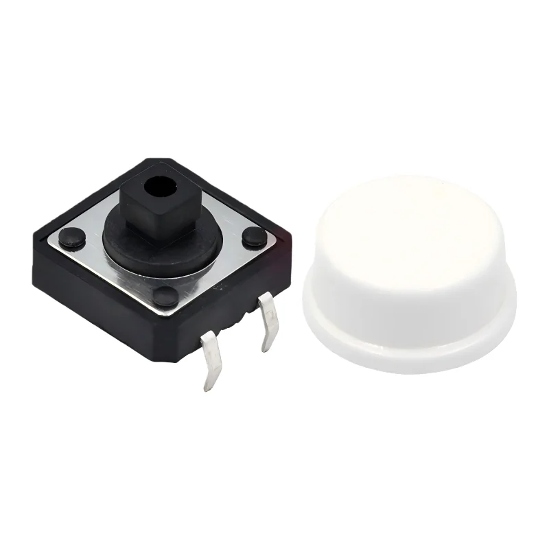 10 قطعة مفتاح اللمس 12X12X7.3H ، زر محلي + غطاء زر اللون ، مفتاح إدخال مستقيم 4 دبابيس ، زر اللمس