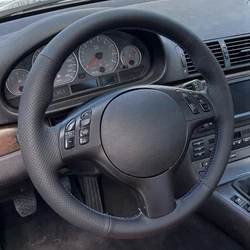 Car Steering Wheel Cover Soft Anti-Slip Leather Braid Car Accessories For BMW E46 M3 E39 330i 540i 525i 530i 330Ci 2001-2003