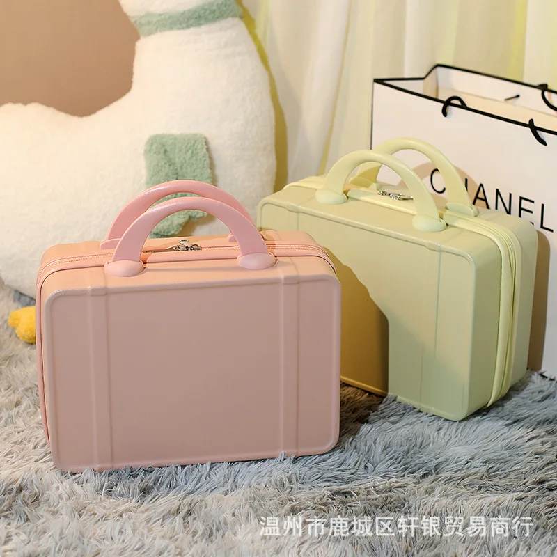 Hand Suitcase Female Gift Box, Gift Storage Case 14 Inch Makeup Case Travel Wedding Case Mini Suitcases