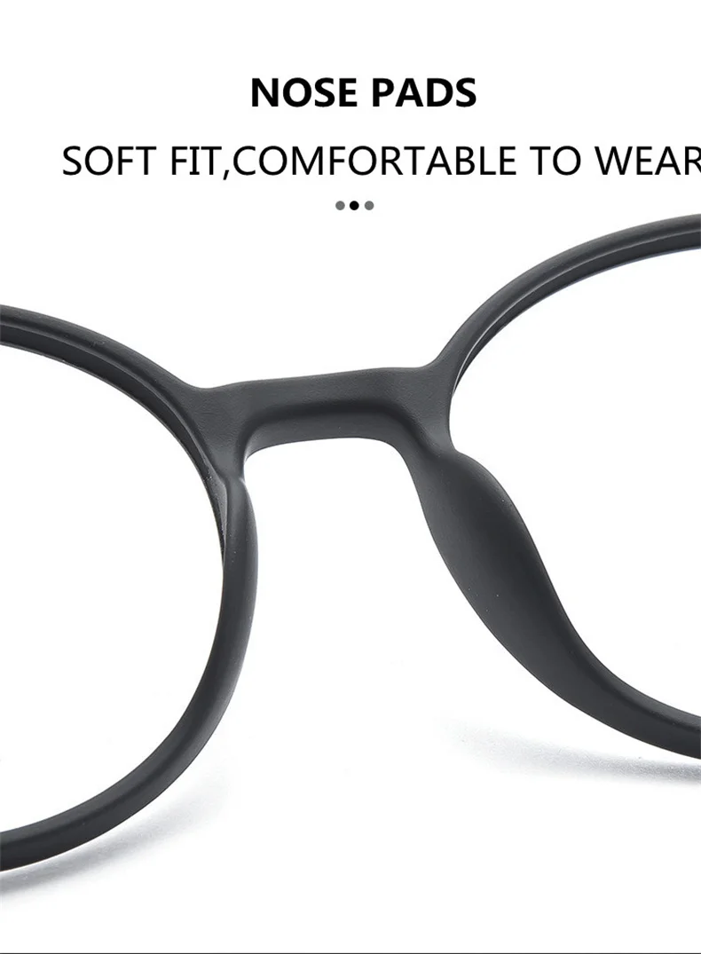 Ultraleichte Mode Flexible Keine Schrauben TR90 Brillen Große Größe Retro Runde Optische Anti Blaues Licht Männer Frauen Brillen Rahmen 66016 – Detail 6
