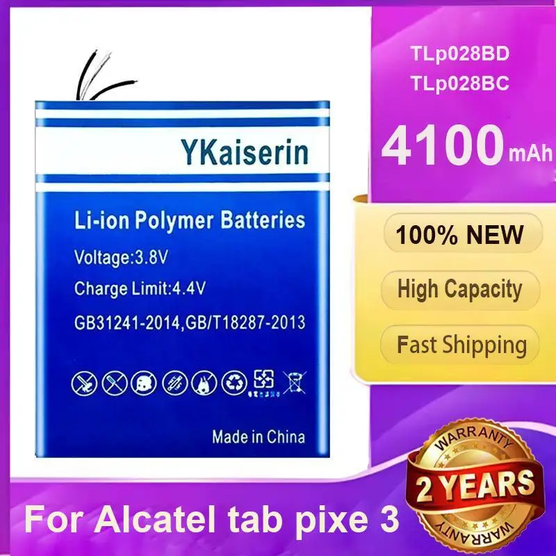 

Для Alcatel Tab Pixe 3, надежная сменная батарея для ноутбука емкостью 4100 мАч Tlp028bd Tlp028bc