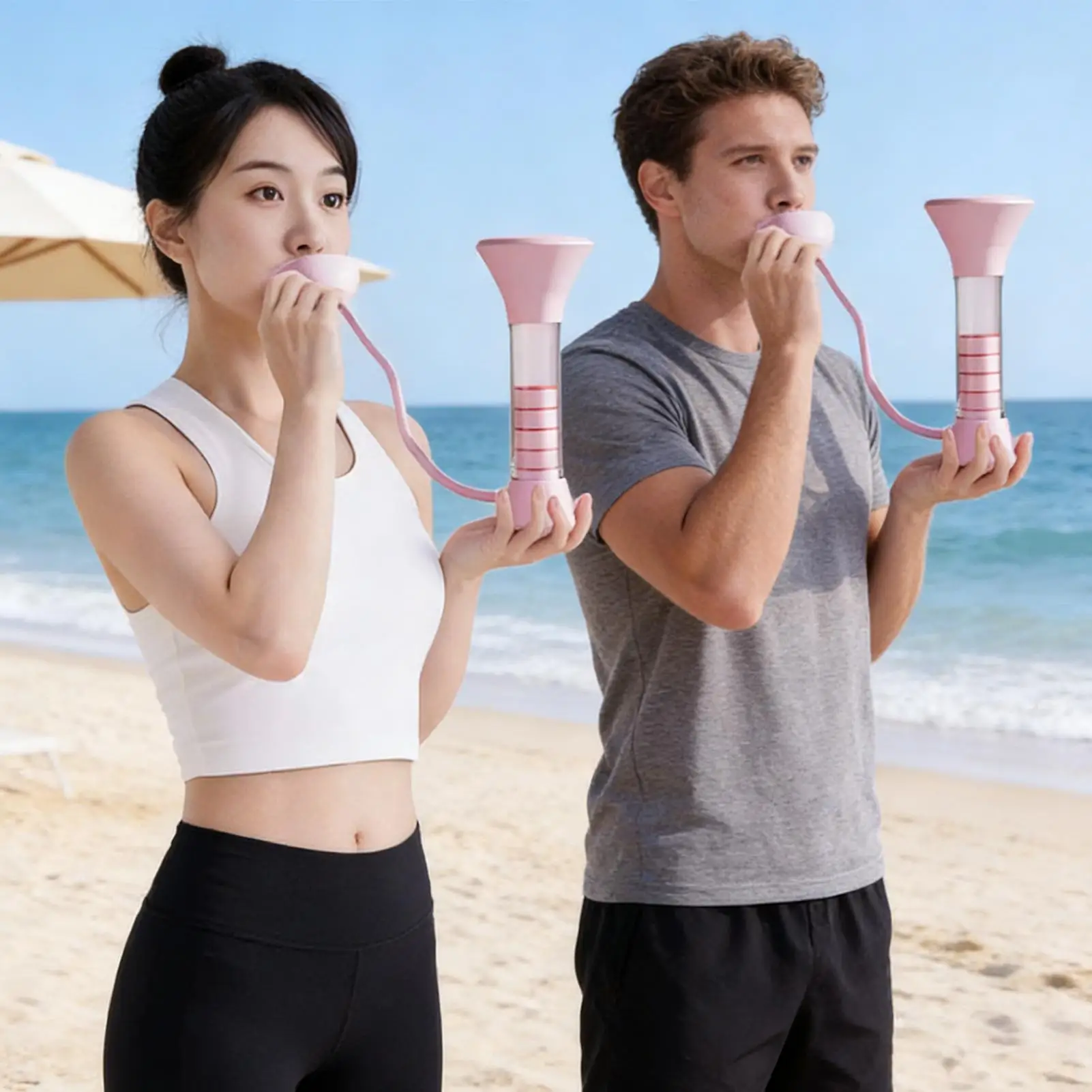 Breathing Trainer Type-C Charging Adjustable Strength Trainer Abdominal Training Dumbbell For Adults Men Women Home Office image 2