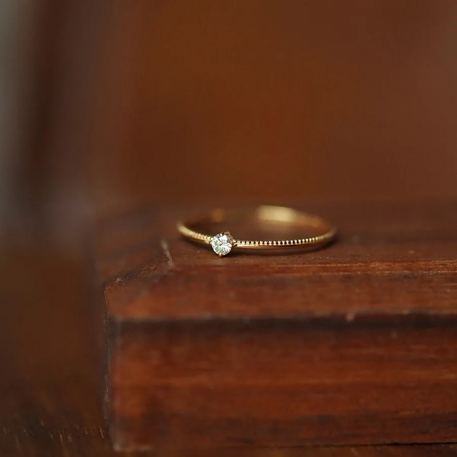 925 Sterling Silver Electroplated 18K Gold Simple Inlaid Zircon Ring for Women French Romantic Wedding Jewelry Accessories