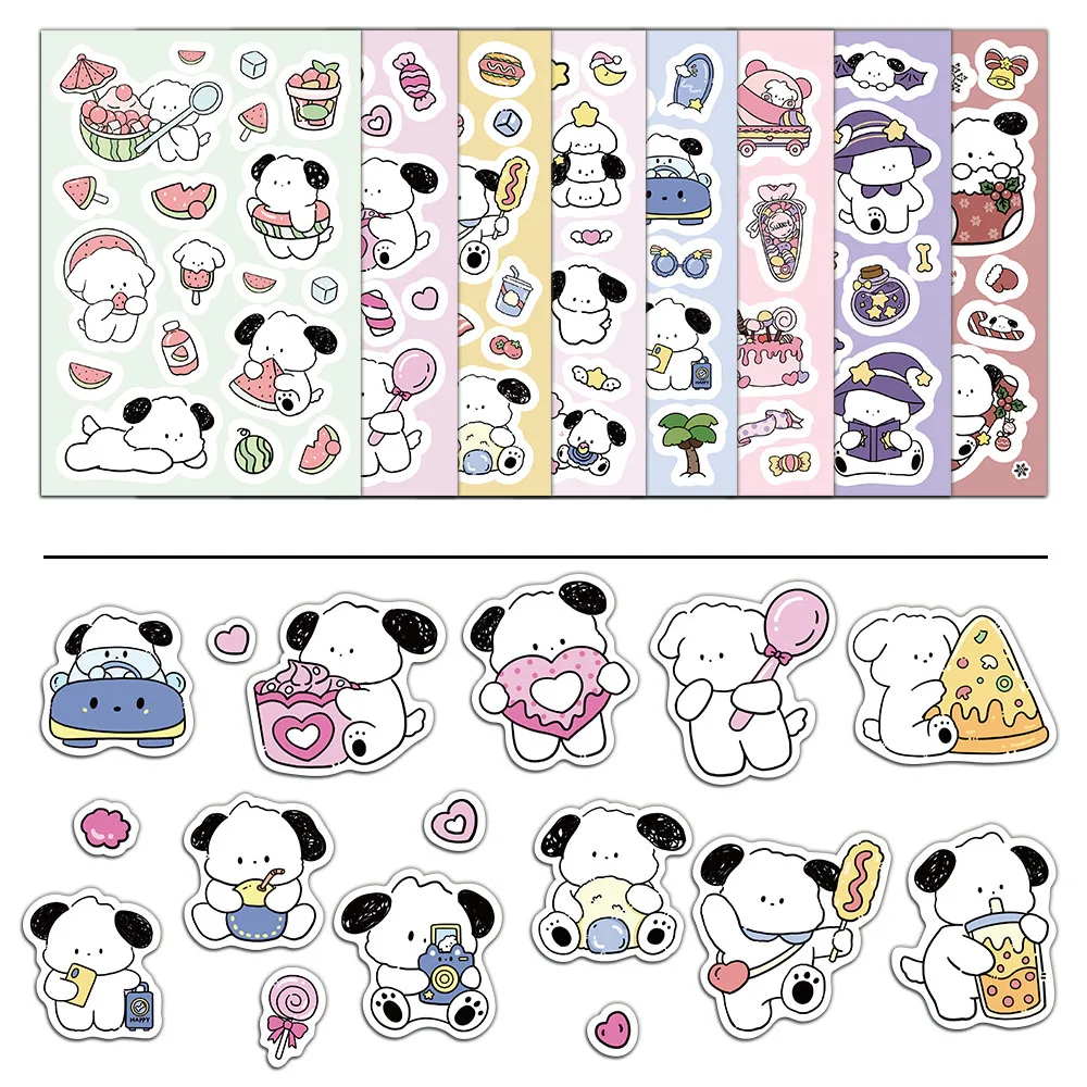 8PCS Happy Little White Dog Guka Stickers DIY Phone Cases Handbooks Decorative Cartoon Waterproof Stickers