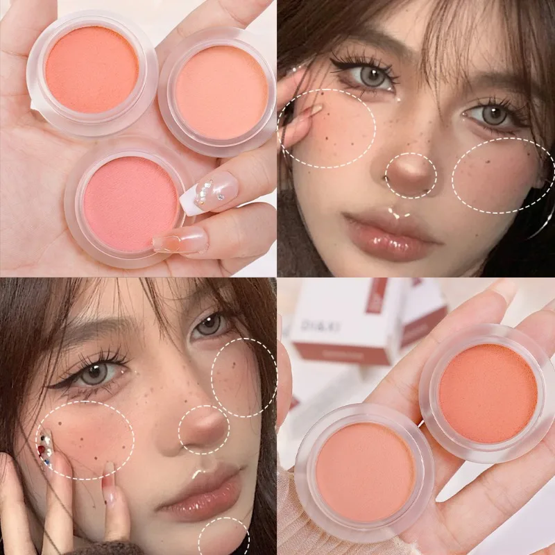 เครื่องสำอางบลัชออนเนื้อแมทท์กำมะหยี่กันน้ำ3สีติดทนนานครีมทาแก้มสีส้มพีช