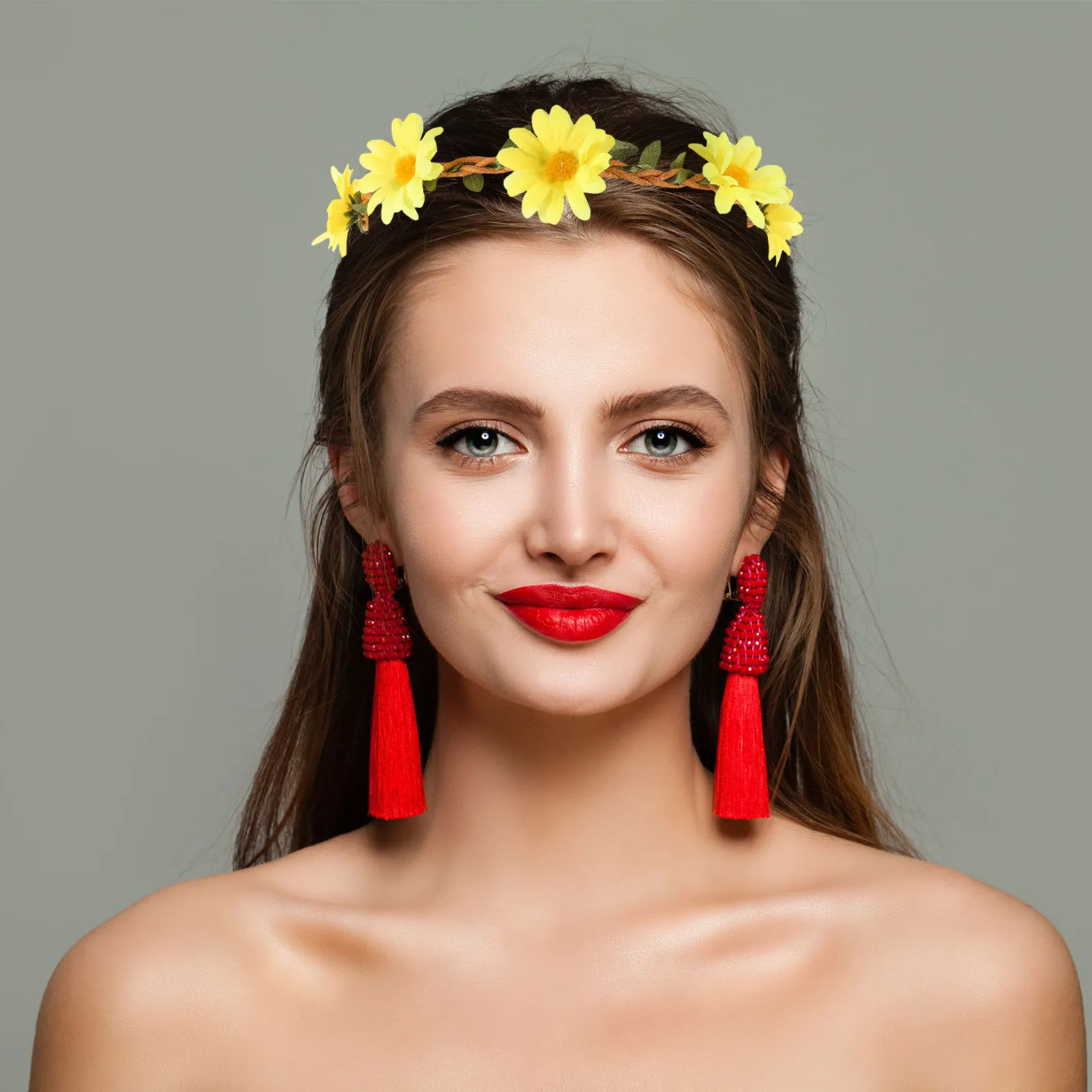 

10 Pcs Yellow Artificial Daisy Flower Headbands Women Bride Wedding Decorations Floral Garland Hair Wreath SimulatedVintage