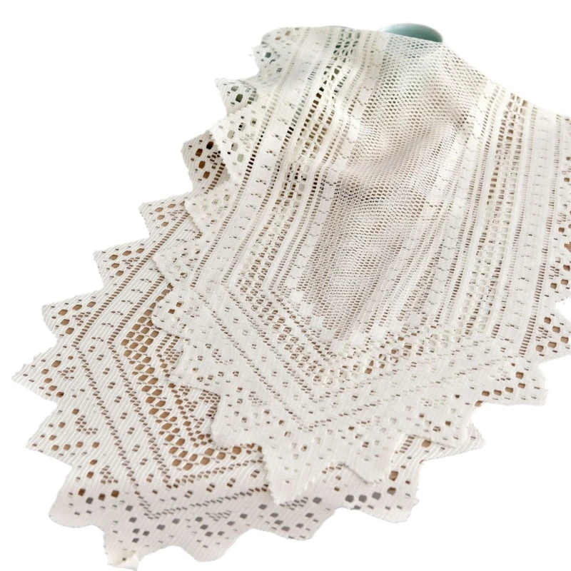 White Hand Crocheted Lace Table Doilies, 2Pack Cotton Table Runners for Sophisticated Dining Decoration