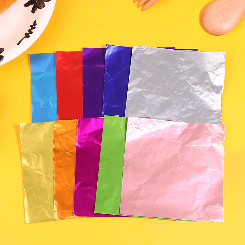 100 Stücke Aluminiumfolie Wrapper Hochzeit Schokolade Papier Süßigkeiten Geschenkpapier Blätter Hochzeit Party Süßigkeiten Verpackungspapier