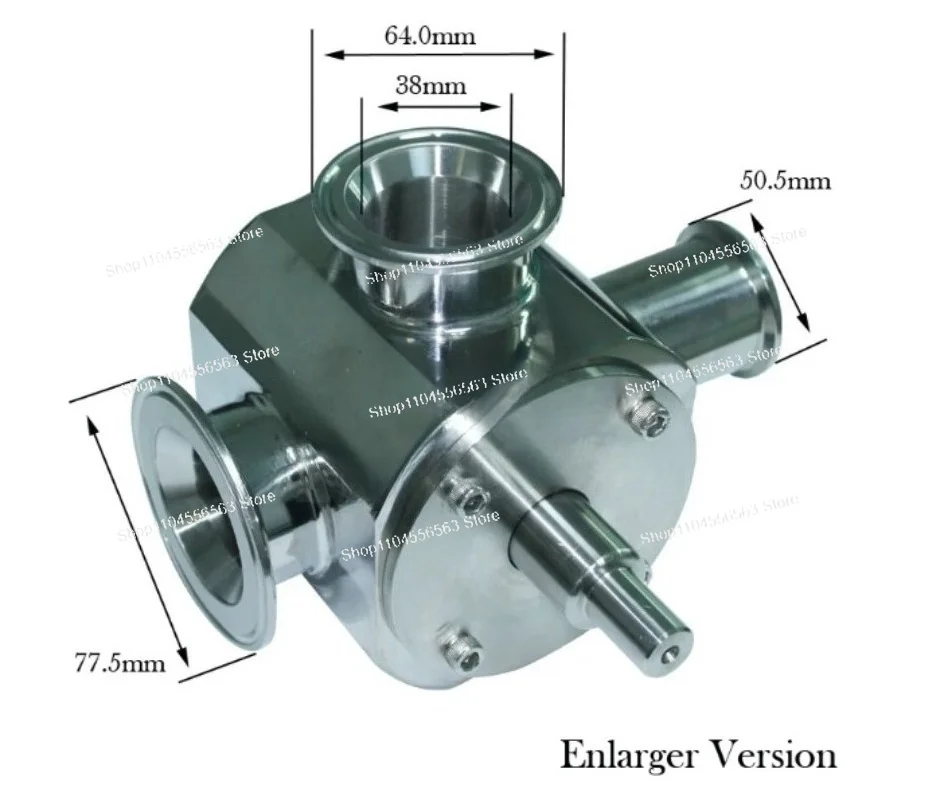 Pneumatic Three‑way Rotary Valve, 304 Sanitary Pipe Valve Fitting for Paste Filling Machine