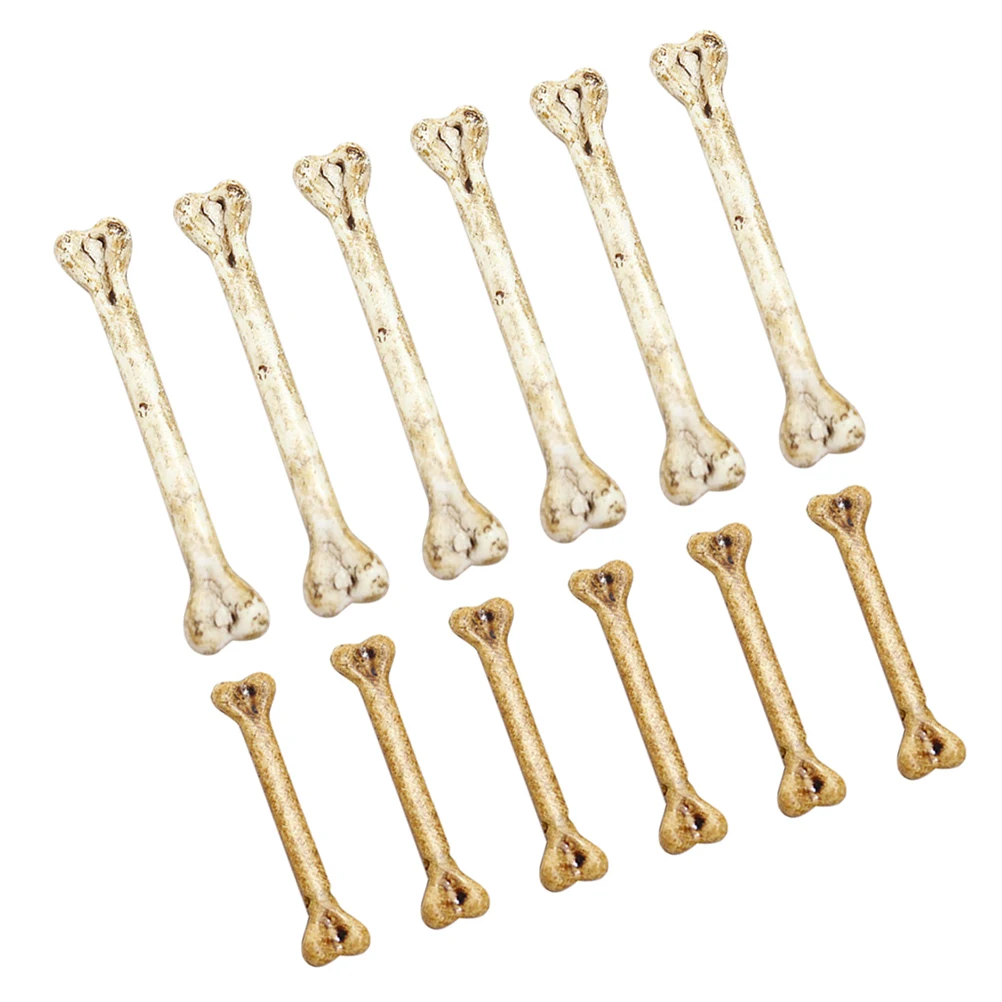 

12 Pcs Bone Decoration Mini Realistic Lightweight Hole Design DIY Craft Supplies Plastic Prop Holiday Party Home Accessories