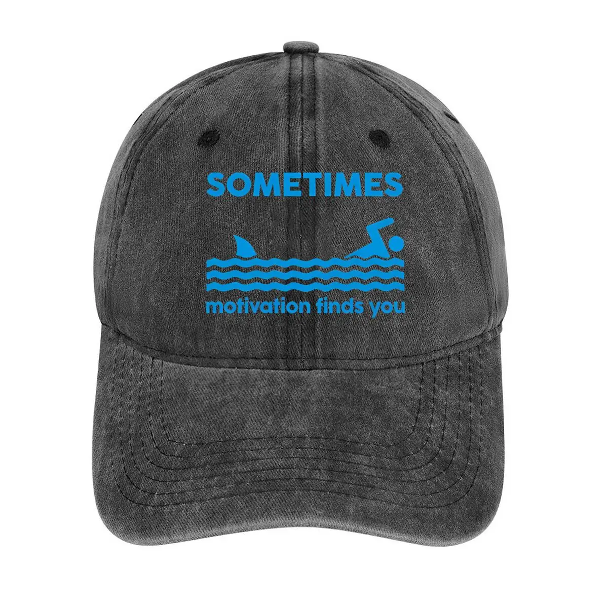 

Мотивационный дизайн с пловецом и надписью SOMETIMES Washed Baseball Cap