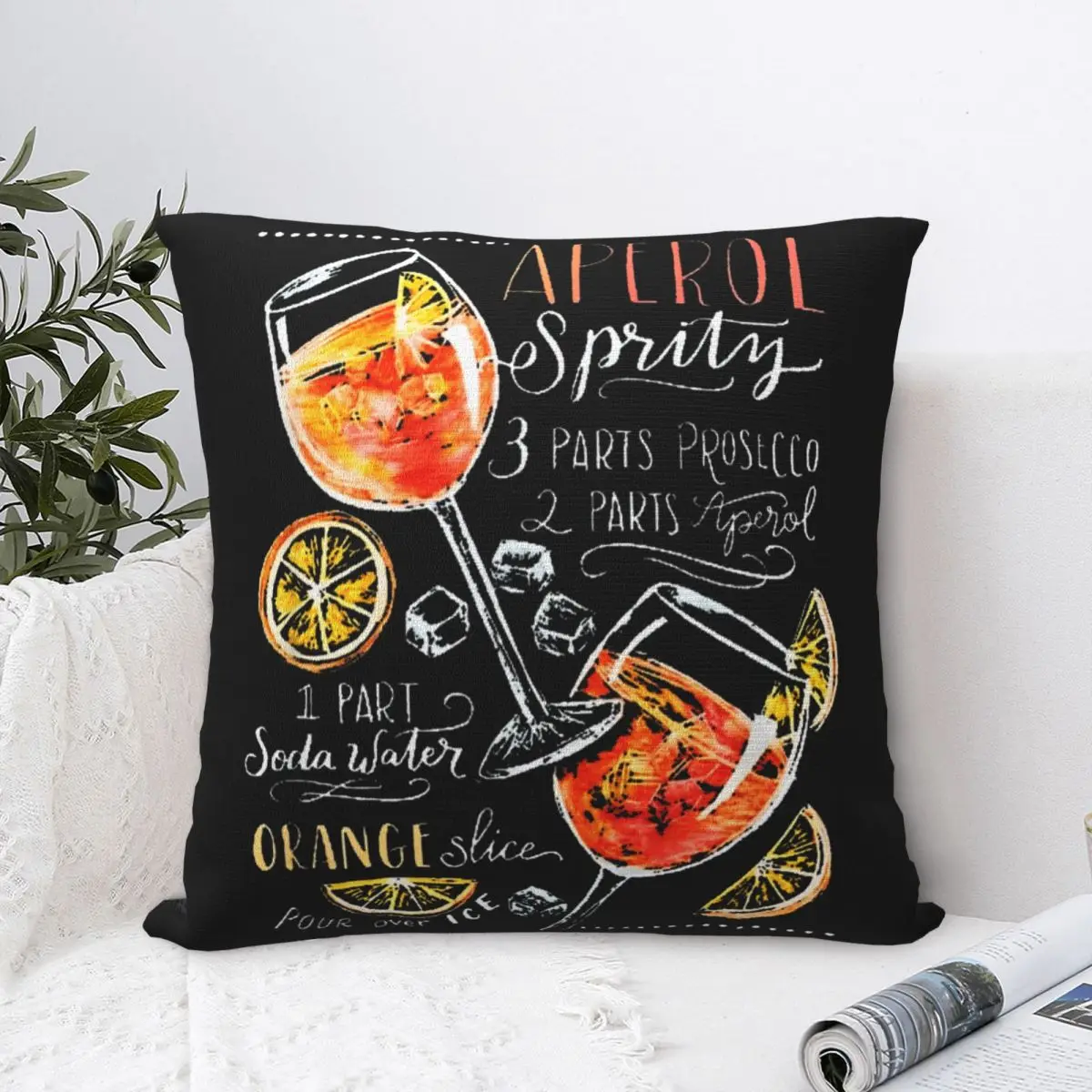 Cocktail Perfect Drinking Alcohol Square Pillow Covers Polyester Home Aperols Spritz Cushion Cover Creative Pillow Cover 40*40