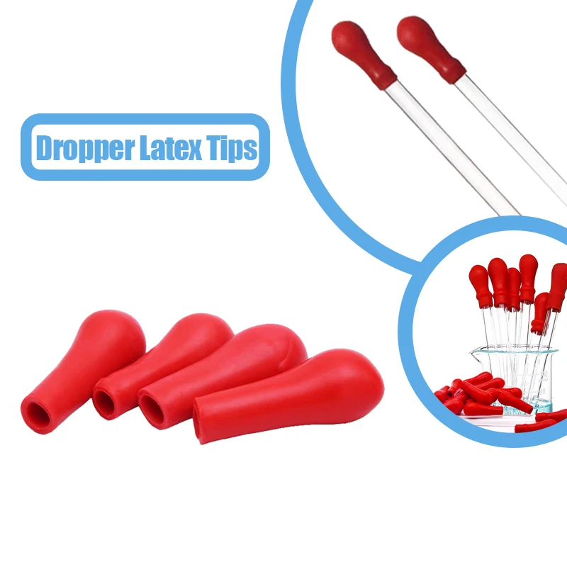 

10pcs/bag Rubber Nipple Laboratory Chemistry Equipment Dropping Pipette Clear Glass Curved Tip with Red Latex