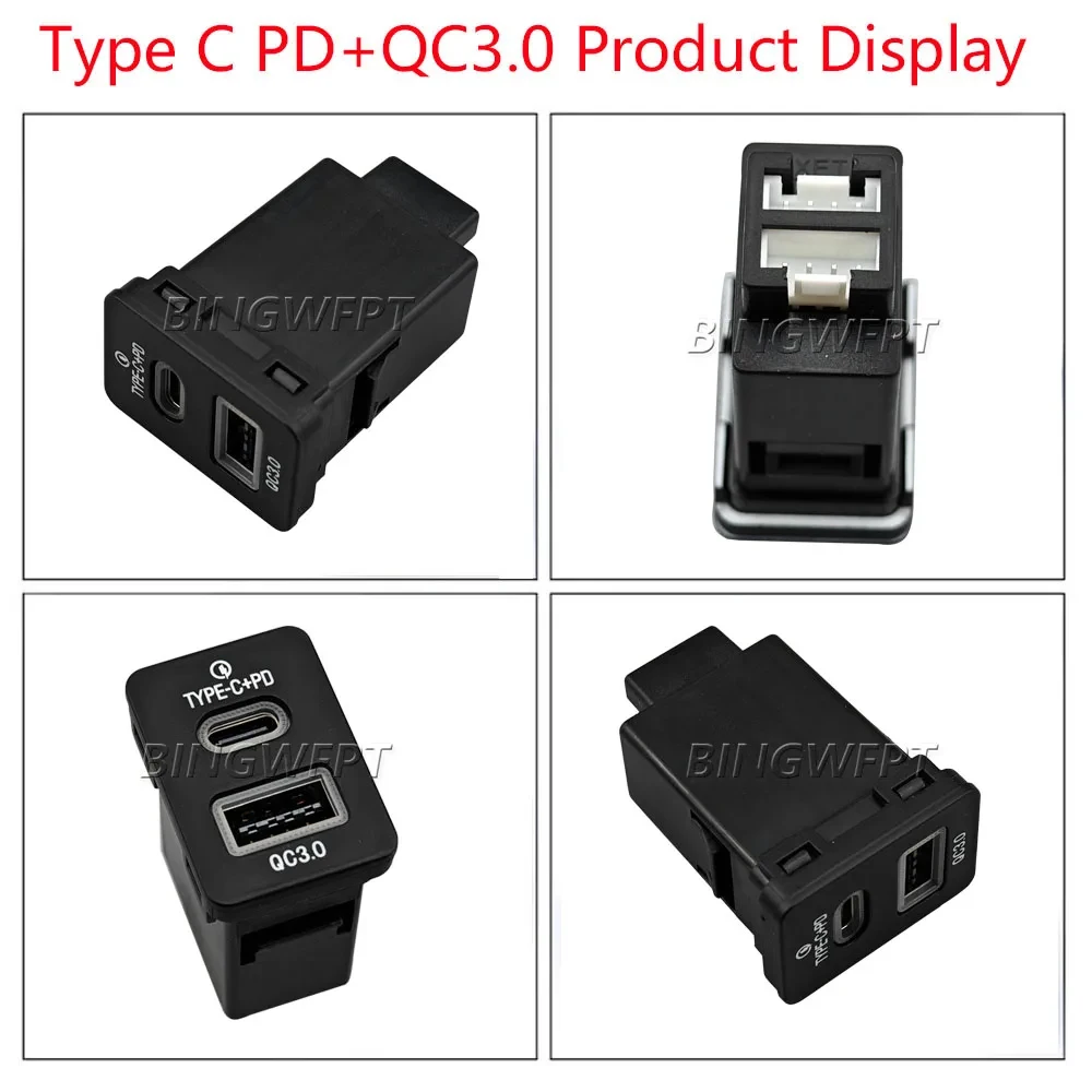 Dual USB Car Quick Charger Type-C PD +Type A Socket For Toyota Corolla Camry RAV4 Highlander For Mitsubishi Outlander For Suzuki view 2