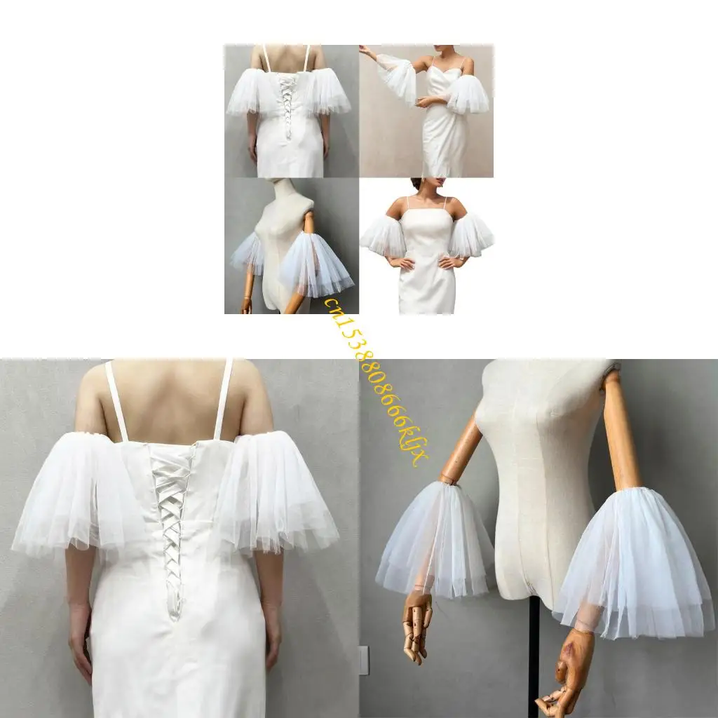 

Breathable Mesh Wedding Arm Sleeves Design Comfortable Bridal Gloves for Bride White Lace Accessories 066C