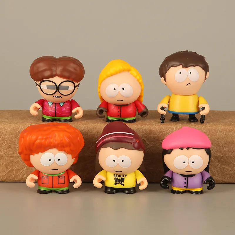 6Pcs/set South Park Anime Figure Mini Action Figure Stan Marsh Pvc Statue Collection Cartoon Hobby Dolls Model Room Decor Toys