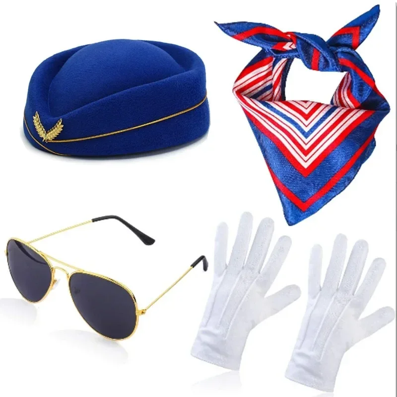 Flight Attendant Hats, Gloves, Scarves, Glasses, Sets, Accessories, Dance Party Outfits, Beret Hats, Role-playing Costumes