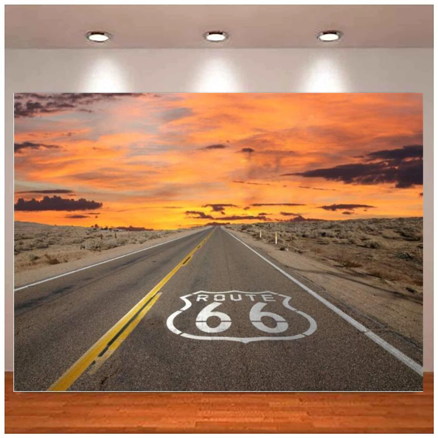 Route 66 Photography Backdrop For Sunrise Sunset Highway Mojave Desert Background Kids Baby Adult Photo Booth Shoot Studio Props