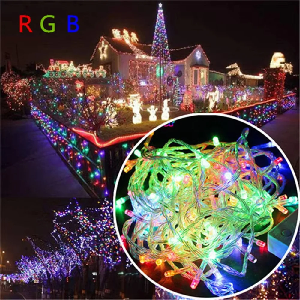 10M 100 LED-lichtslinger voor bruiloft Fairy Kerstverlichting Outdoor Twinkle kerstboomdecoratie Outdoor led Kerstmis