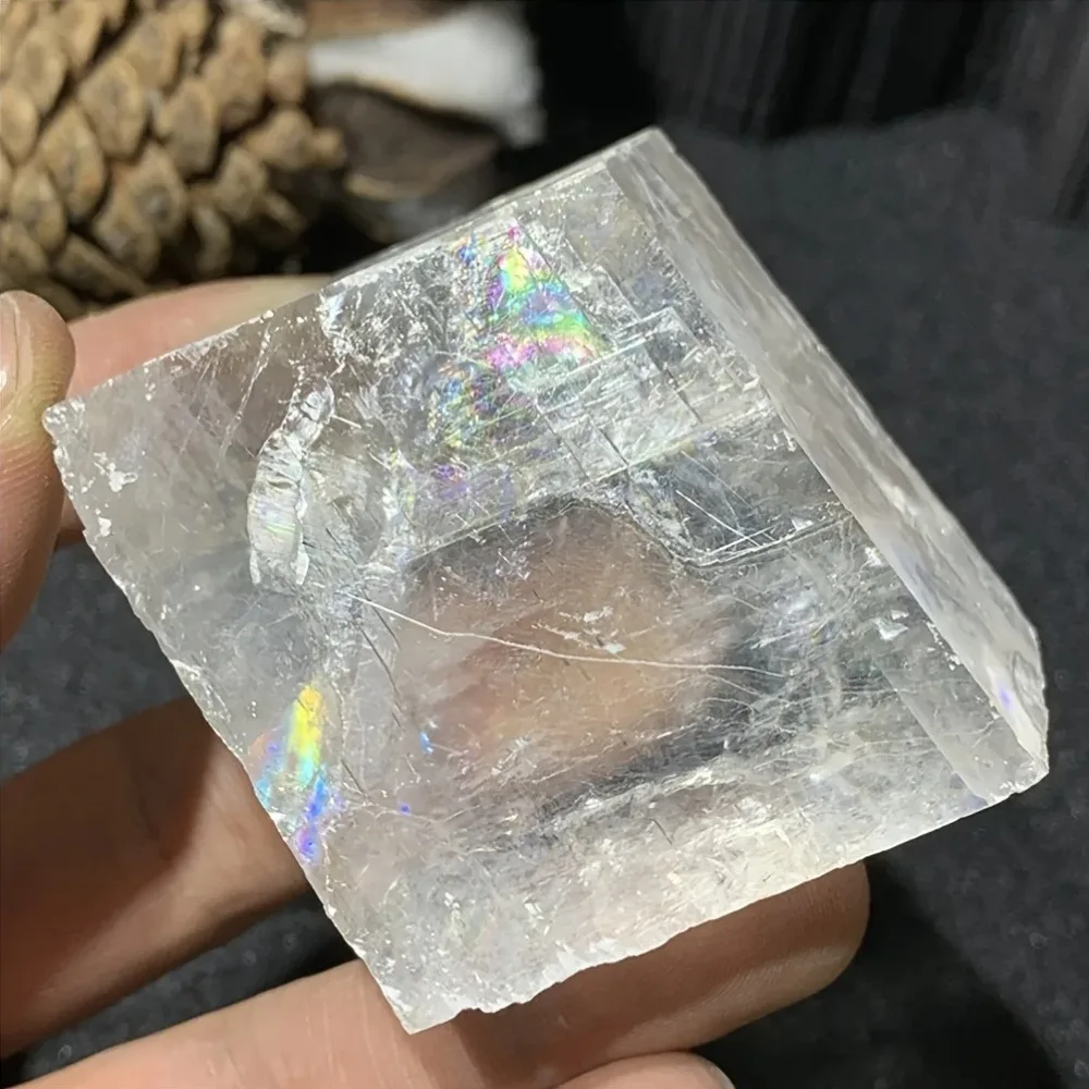 Natural Transparent Raw White Optical Calcite Iceland Spar Mineral Specimen Energy Crystals Healing Stones Quartz Home Decor
