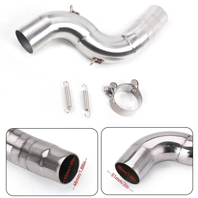 For Kawasaki ZX6R 2009-2020 Motorcycle Exhaust Mid Link Pipe Middle Connection Tube Stainles Steel Bottom 2016 2017