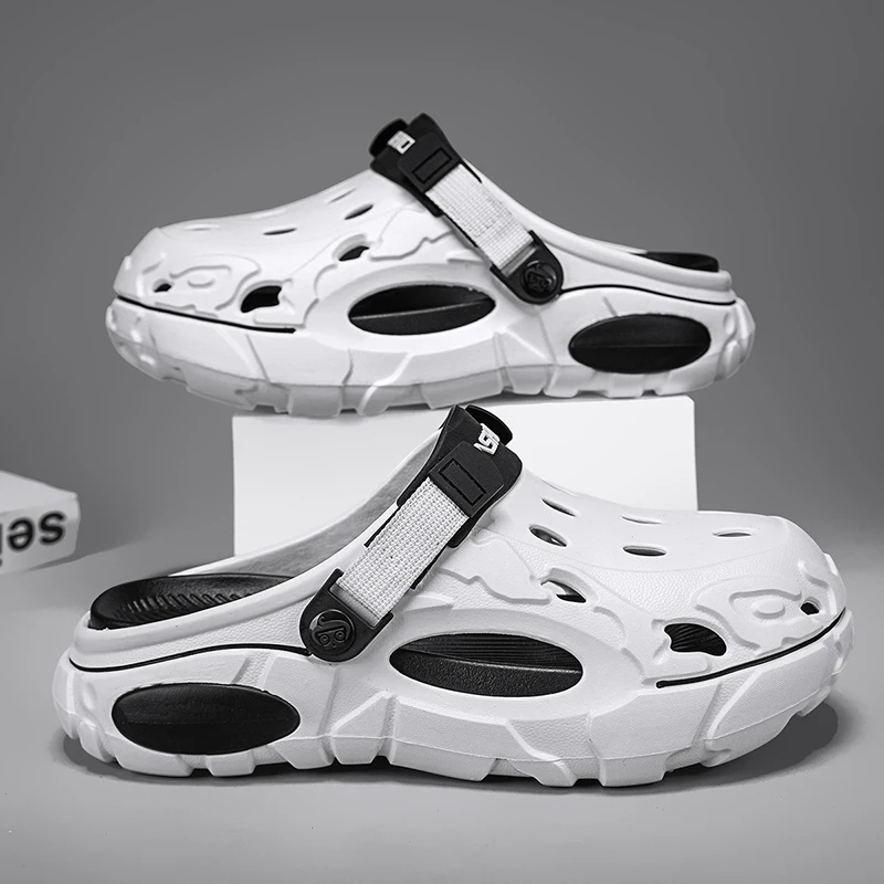 Men's Slippers EVA Hole Mens Mules Non-Slip Slippers Thick Soft Platform Slide Fashion Comfortable Men's Sandals Summer Shoes
