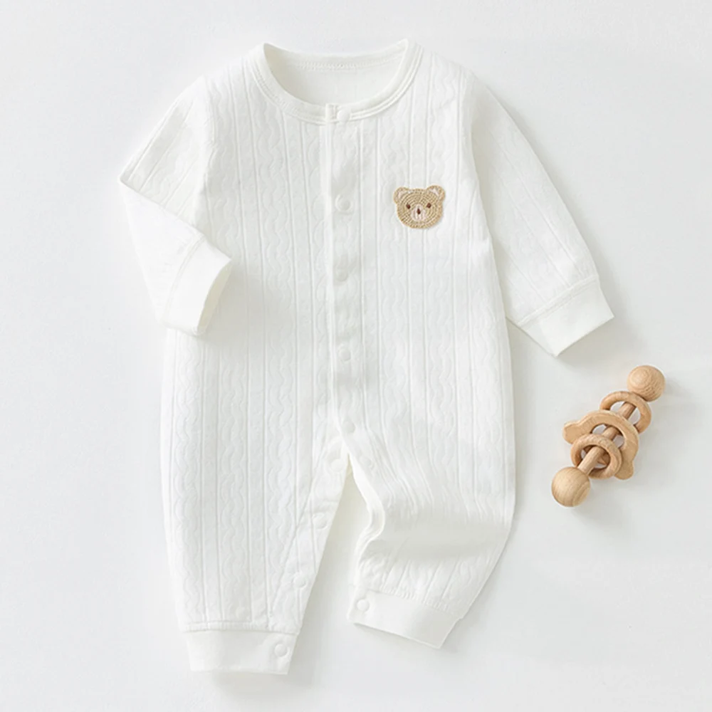 

Newborn Girl Clothes 100% Cotton Solid Color Spring Autumn Baby Boy Romper White Daily Wear Infant Jumpsuit