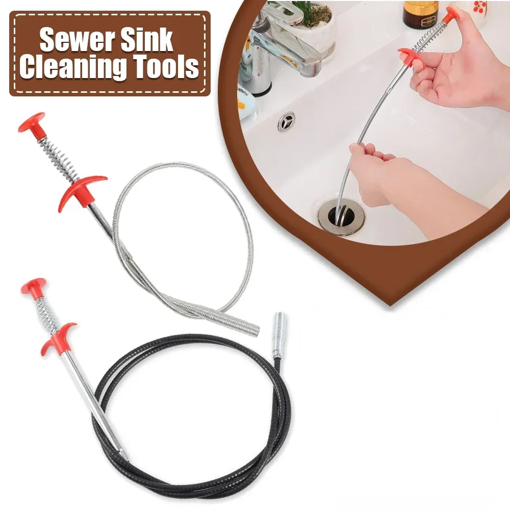 

60cm Sewer Pipe Un blocker Bathroom Hair Sewer Sink Cleaning Tools Snake Spring Pipe Drain Clog Dredge Tool Kitchen Accessories