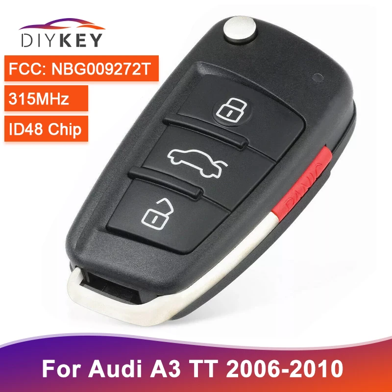 DIYKEY FCC ID: NBG009272T 315MHz  4 Buttons For Audi A2 A3 A4 A6 A8 TT Quattro S3 S6 S8 Q7 R8 S5 RS4 ID48 Chip Flip Key Remote